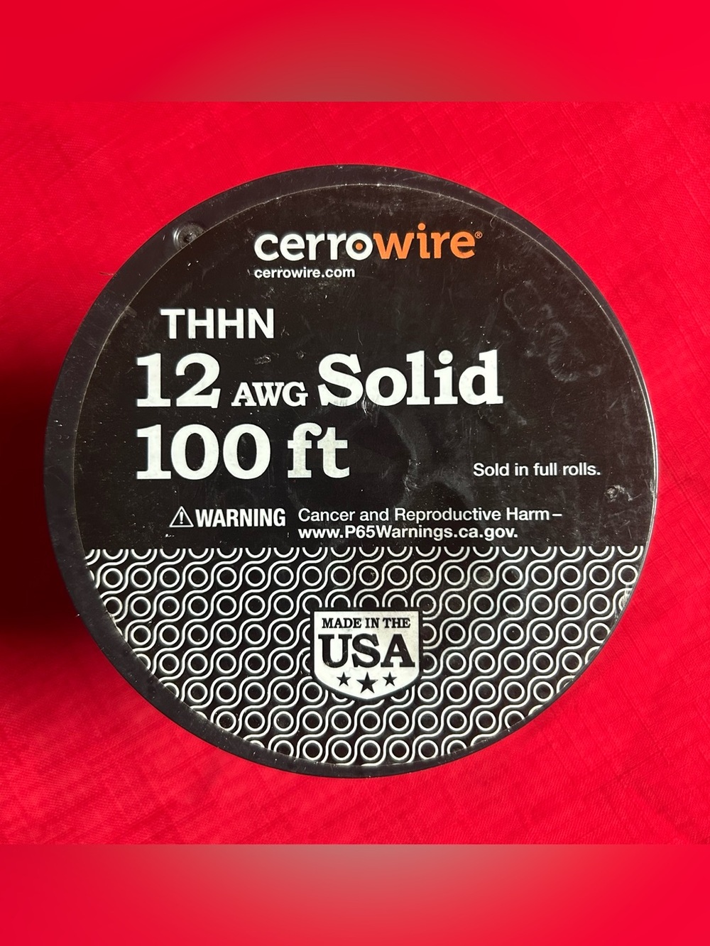100 ft. 12 Gauge Red Solid Copper THHN